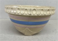 Stoneware bowl with blue and pink does have crack