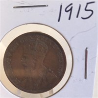 1915 Georgivs V Canadian One Cent