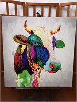 Colourful Cow Oil on Canvas