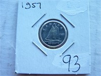 Canada 1957 10 cent argent