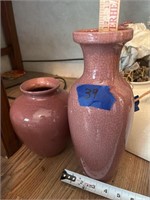 Pair of plum crackle vases.