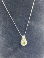 925 Silver Round Peridot Necklace