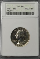 Silver U.S. Washington Quarter 1957 ANACS Slab PF6