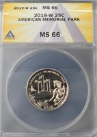 U.S. Washington Quarter 2019-W ANACS Slab MS66, MS