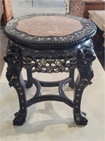 Mother Pearl Rosewood Heavily Carved End Table
