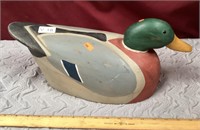 Large Signed Wooden Duck Decoy