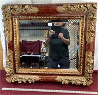 Wooden Frame With Molded Carvings Beveled Mirror