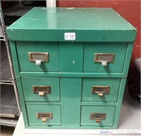 Vintage Green Metal Organizer File Cabinet