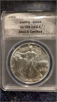 1994 MS69 Silver Eagle Graded