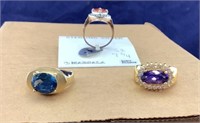 Sterling & CZ Ring + 2 Beautiful Costume Rings