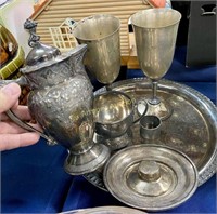 SILVERPLATED WINE GLASSES - COFFEE POT - TRAY -