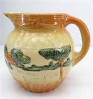 Early Roseville Yellow Ware Landscape Pitcher