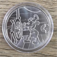 One Ounce Silver Round: Steamboat Willie