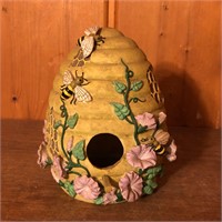 Beehive with Bees Resin Birdhouse
