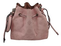 Pink Perforated Leather Bucket Bag