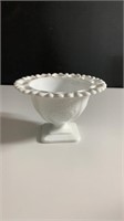 Milk Glass Pedestal Lace Bowl