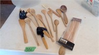 Wood spoons, bottle openers