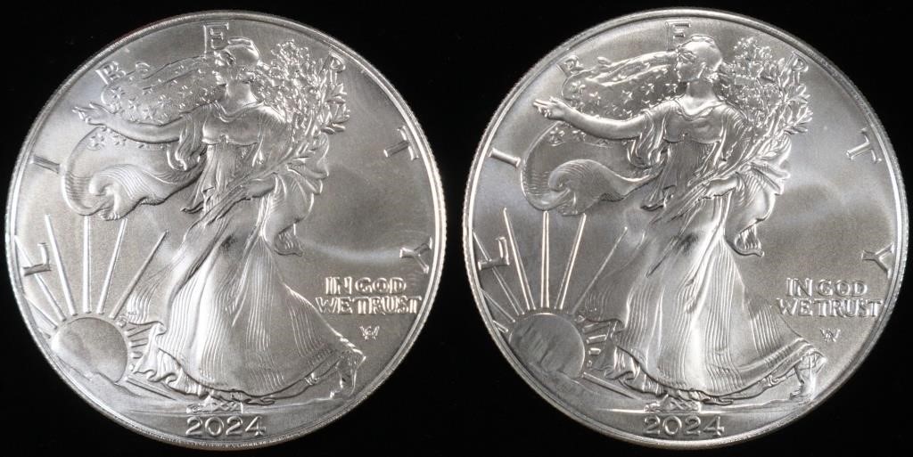 (2) 2024 AMERICAN SILVER EAGLES