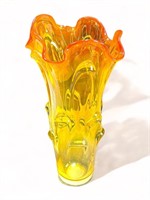 Mid century art glass vase, 13 1/2" h.