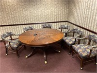 5 foot round conference table with 6 matching