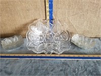 PRESSED GLASS BERRY BOWL SET W/ 6 SM. BOWLS