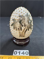 Ceramic Palm Tree Design Egg on Stand