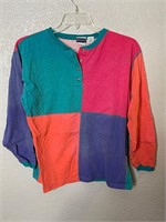 Vintage Color Block Long Sleeve Shirt