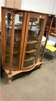 Vintage Barley Twist Bow Front Curio Cabinet