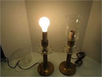 Vintage table lamps with brass bases; possibly