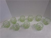 Set of 9 green Vaseline glasses