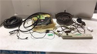 Power strip, tv mount, cords, and more