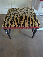 Zebra print ottoman w wood legs 24x24x22H