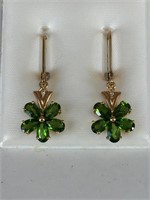 10K GOLD GREEN CHROME DIOPSIDE FLOWER DESIGN