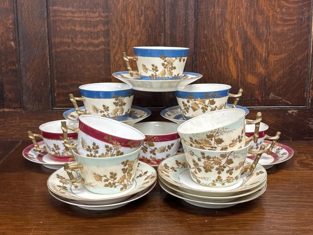 C.H. Field Haviland Hand Painted Cups & Saucers