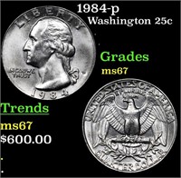 1984-p Washington Quarter 25c Grades GEM++ Unc