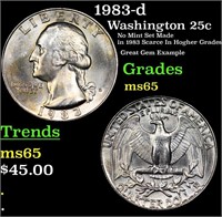 1983-d Washington Quarter 25c Grades GEM Unc