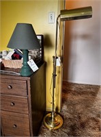 Brass Adjustable Floor Lamp, Green Desk Lamp and