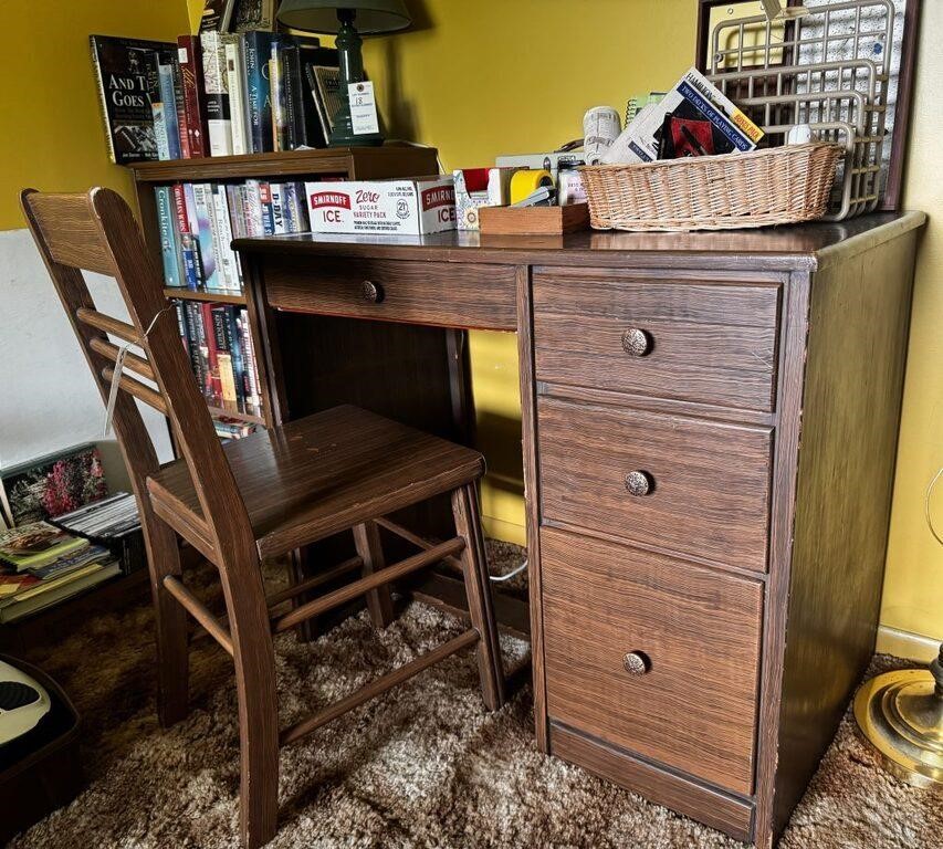 4 Drawer Wooden Desk and Matching Chair