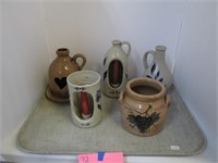 Stoneware Candle Holders +. One Cracked See Pics.