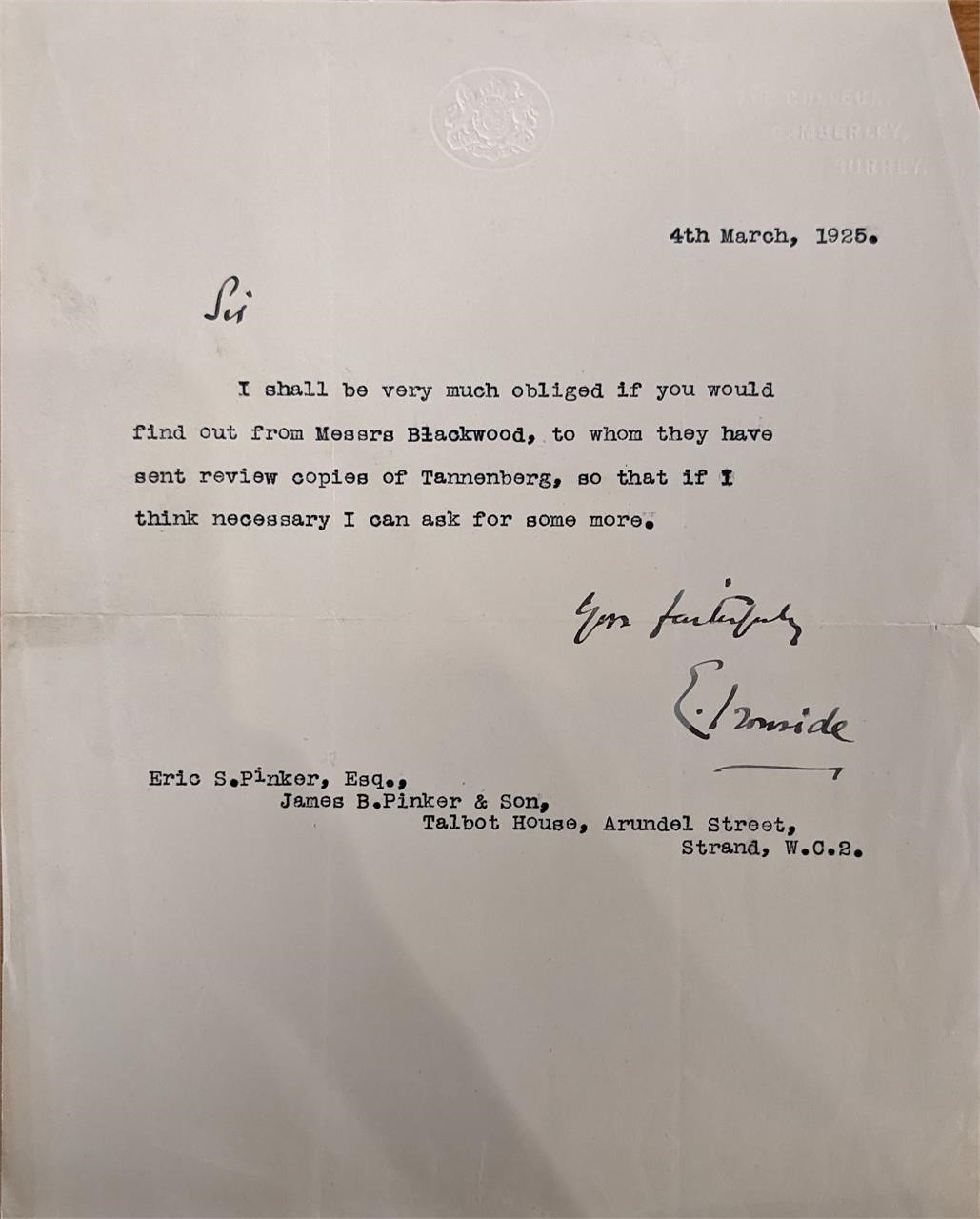 WW1 British Field Marshal Ironside Signed Note