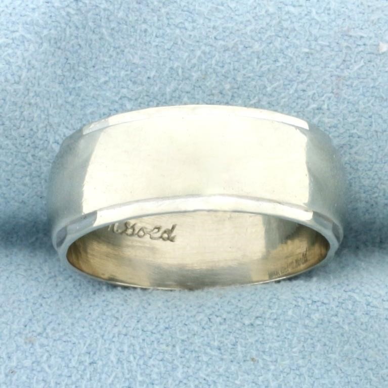 Wide 8mm Wedding Band Ring in 14K White Gold