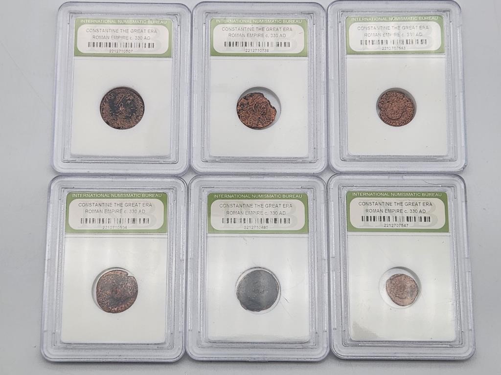 Six Constantine the Great Coins in Slabs