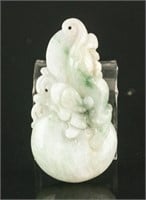 Chinese White & Apple Green Jadeite Pendant