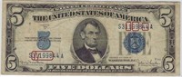 US$5 Silver Certificate 1934D Fancy SN !! VF.C4a