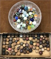 Clay & glass marbles lot