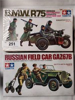 Tamiya Military model kits: BMW R75 + Russian Jeep