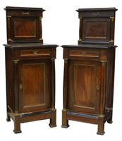 (2) FRENCH EMPIRE STYLE MAHOGANY BEDSIDE CABINETS