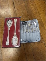 SILVER PLATED SPOONS & BRUSH SET