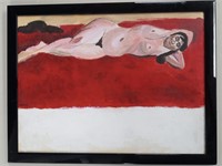 Female Nude Reclining, Oil On Art Board, Signed