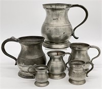 Antique Pewter Tankard / Measuring Cups